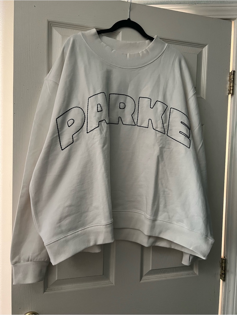 Parke x Target White Embroidered Logo Mockneck Sweatshirt